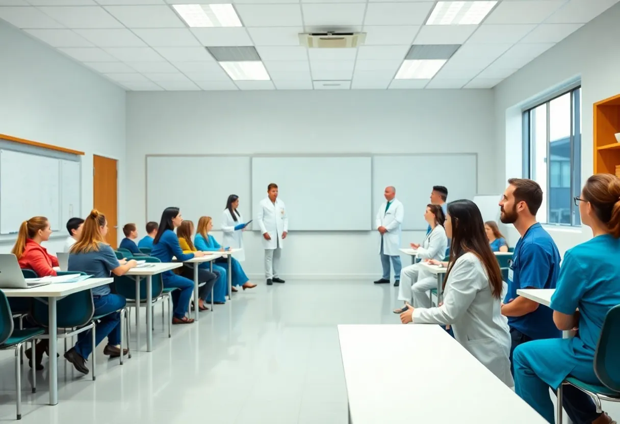 Healthcare professionals participating in an online learning program at Patient Experience University.