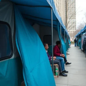 Community support scene for homeless individuals in Redding