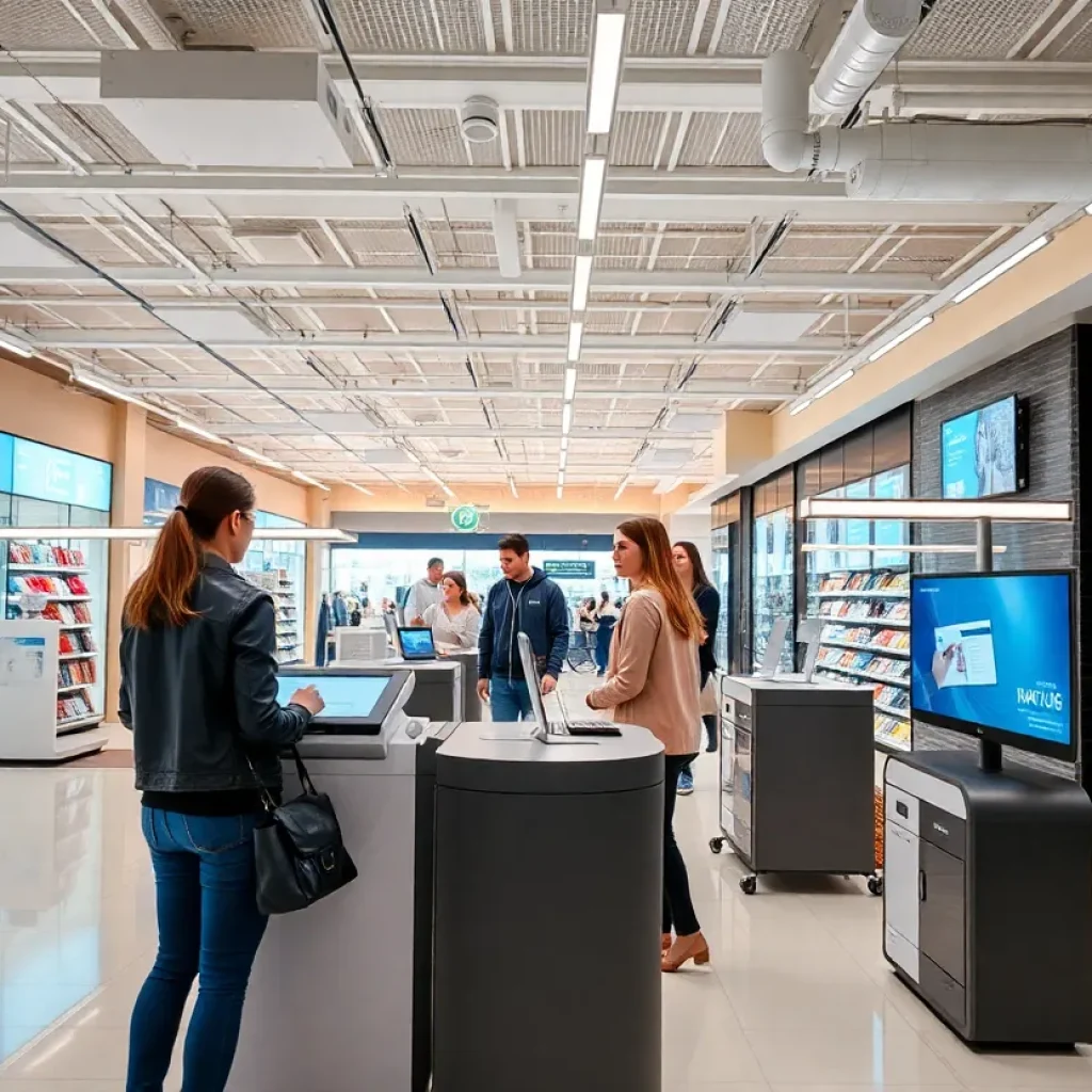 Interior of a remodeled Sam's Club featuring register-free shopping