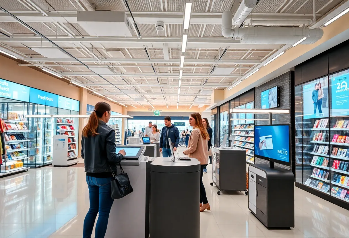 Interior of a remodeled Sam's Club featuring register-free shopping