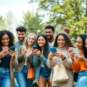 A diverse group of influencers creating content while promoting products, demonstrating influencer marketing.