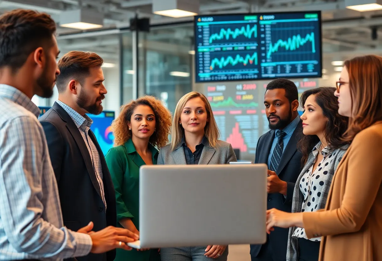Diverse advertising team discussing strategies in an office