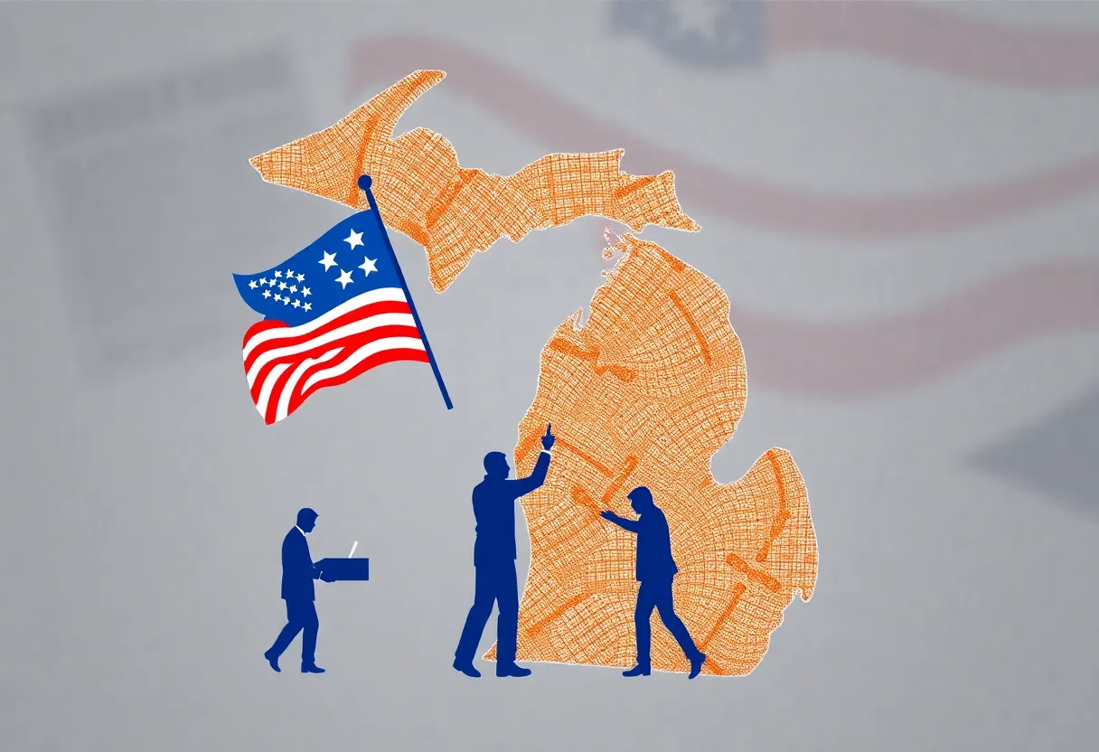Illustration depicting the concept of voting integrity in Michigan.